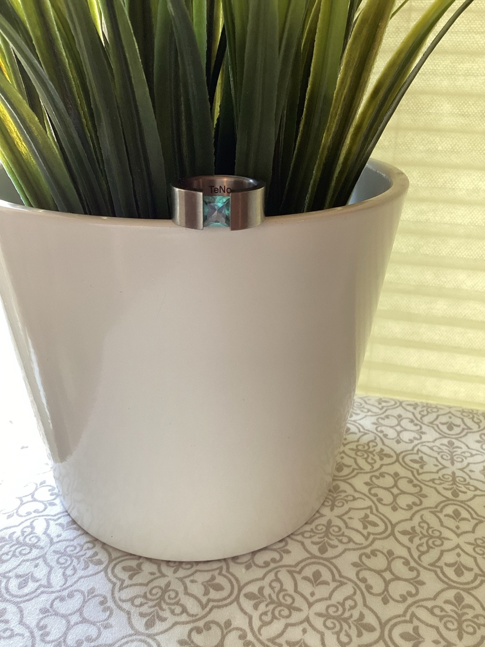Teno Light Blue Stone Stainless Steel Ring